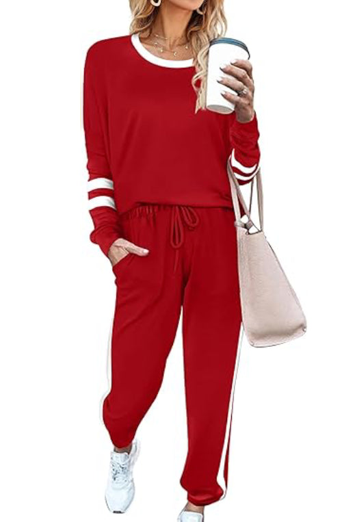 ✨Women's Contrast Color Cuffs Casual Sports Jogging Two-Piece Set(BUY 2 FREE SHIPPING)