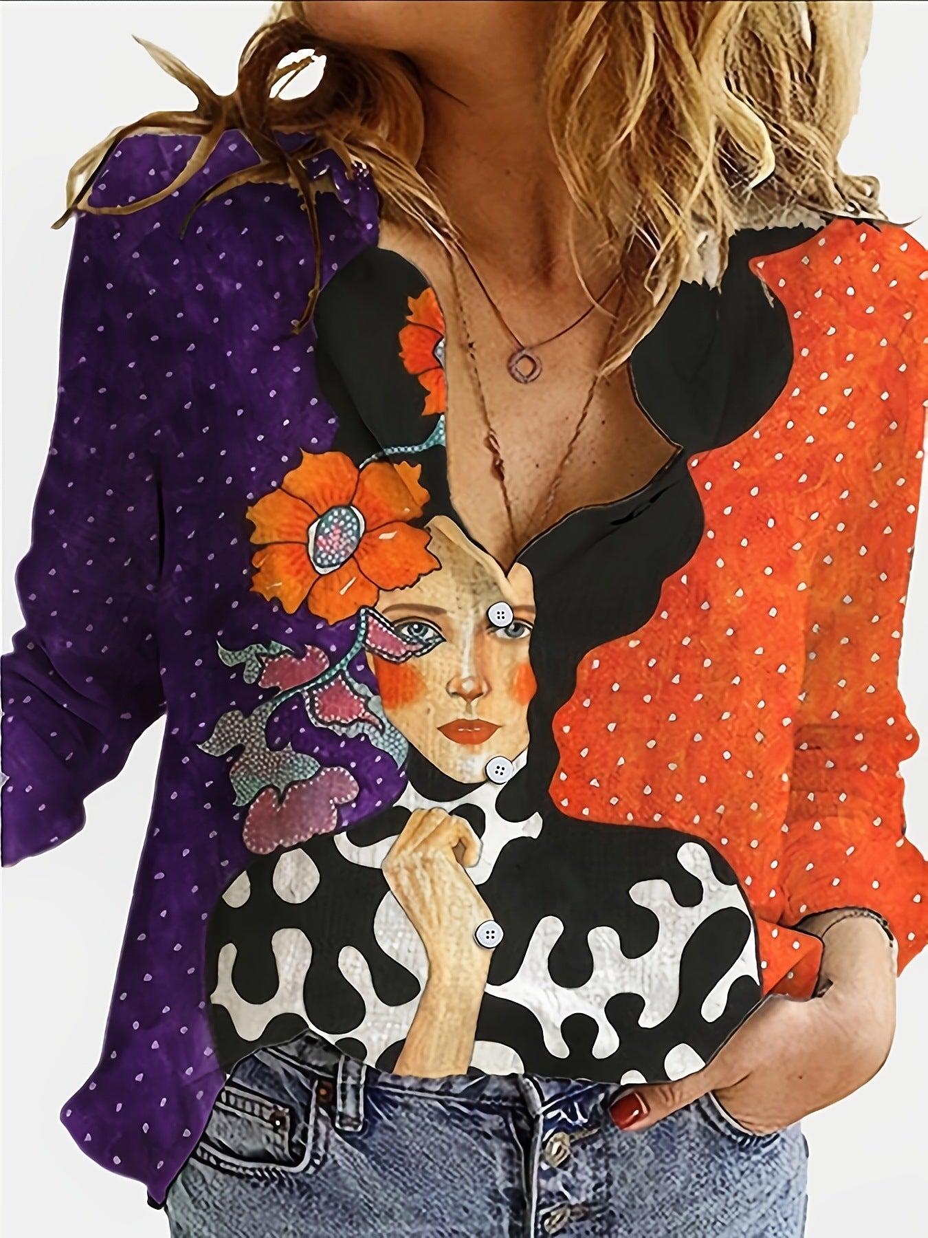 Autumn Hot Style Love Sweet Fresh Dating Comfortable 3D Digital Printing Loose Shirt For Women