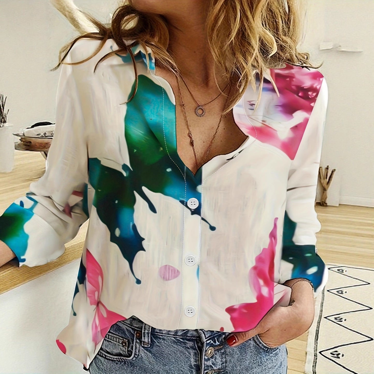 Autumn Hot Style Love Sweet Fresh Dating Comfortable 3D Digital Printing Loose Shirt For Women