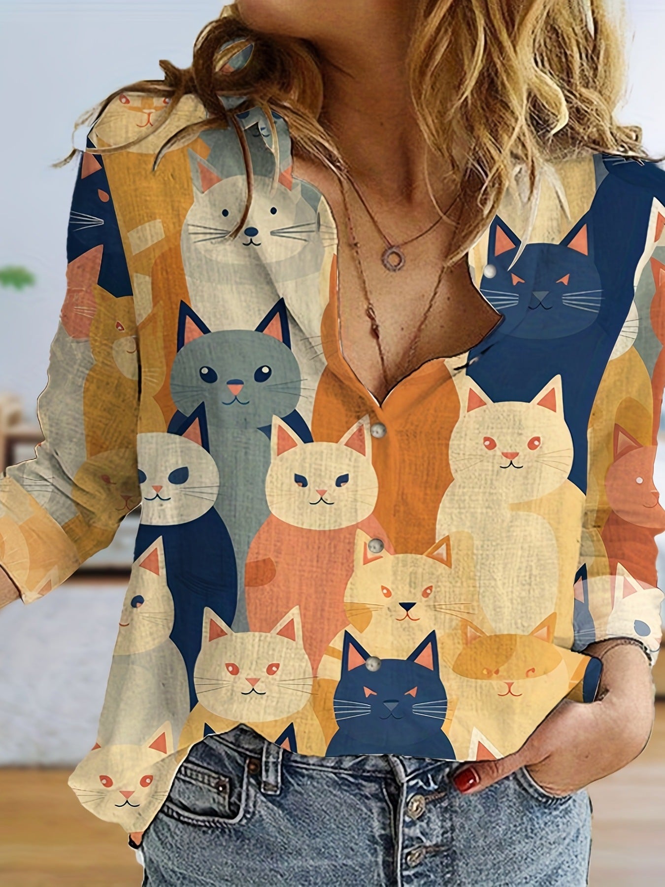 Autumn Hot Style Love Sweet Fresh Dating Comfortable 3D Digital Printing Loose Shirt For Women